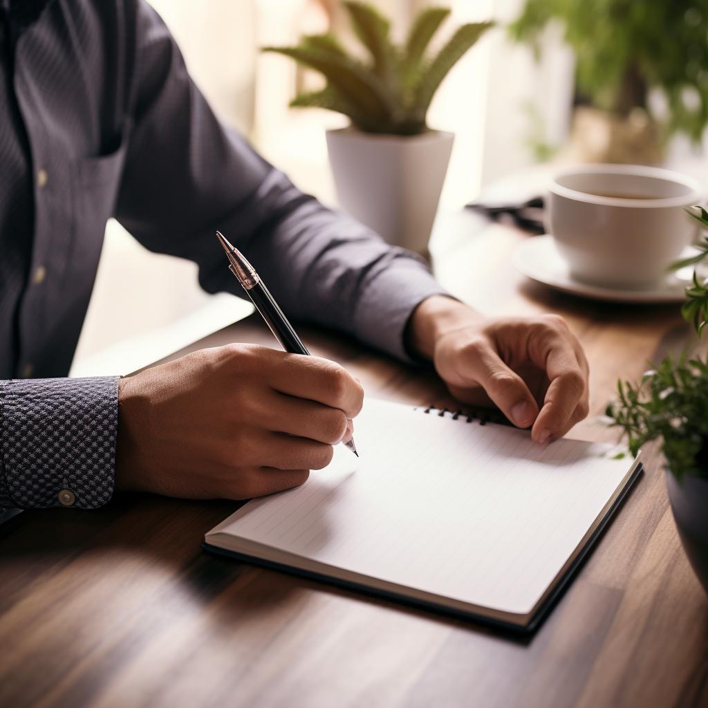 Person writing down a budget on a piece of paper